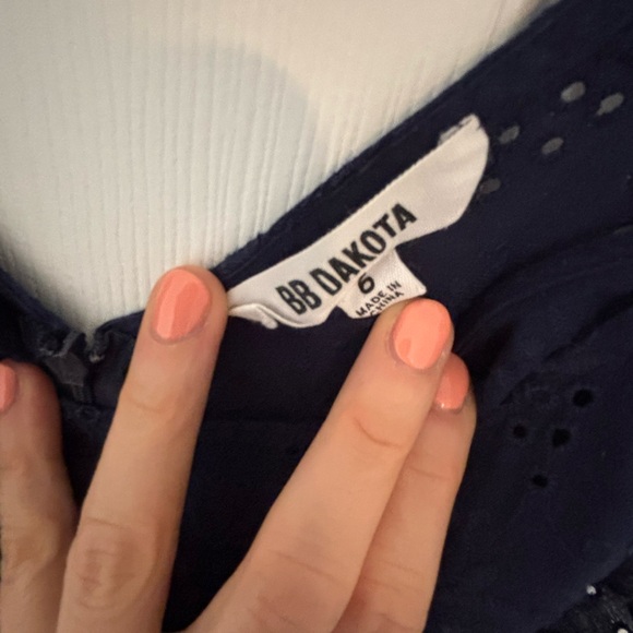 BB Dakota Navy Blue Lace Romper - Picture 5 of 8